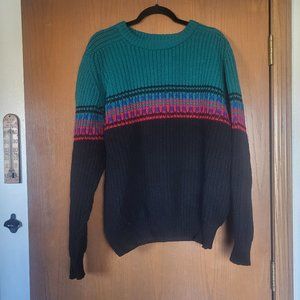 Vintage Gap-  Chunky knit sweater-  teal/black/blue/red- size XL
